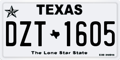 TX license plate DZT1605
