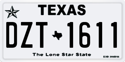 TX license plate DZT1611