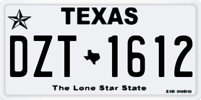 TX license plate DZT1612