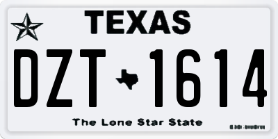 TX license plate DZT1614