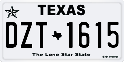 TX license plate DZT1615