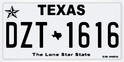 TX license plate DZT1616