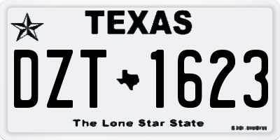 TX license plate DZT1623