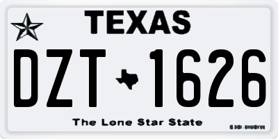 TX license plate DZT1626
