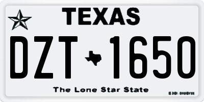 TX license plate DZT1650