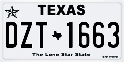 TX license plate DZT1663