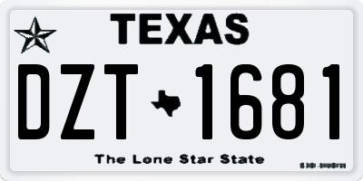 TX license plate DZT1681