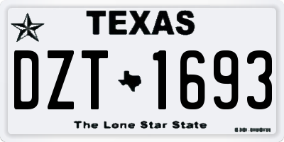TX license plate DZT1693