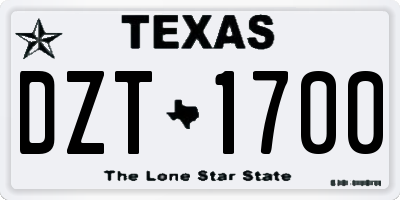 TX license plate DZT1700