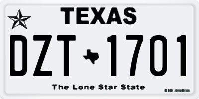 TX license plate DZT1701