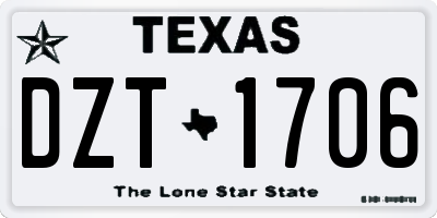 TX license plate DZT1706