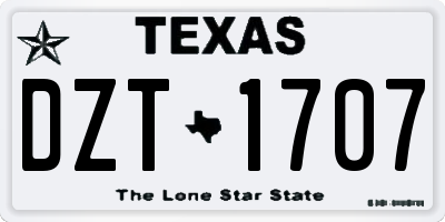 TX license plate DZT1707