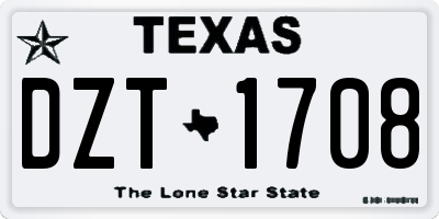 TX license plate DZT1708