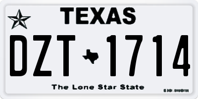 TX license plate DZT1714