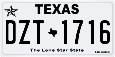 TX license plate DZT1716
