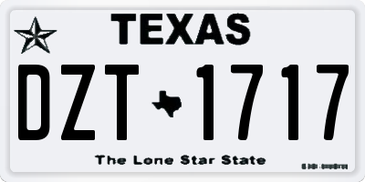 TX license plate DZT1717
