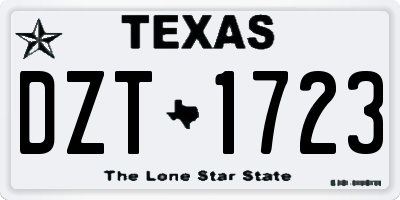 TX license plate DZT1723