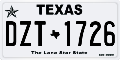 TX license plate DZT1726