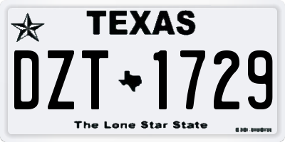 TX license plate DZT1729