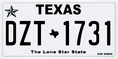 TX license plate DZT1731