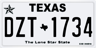 TX license plate DZT1734