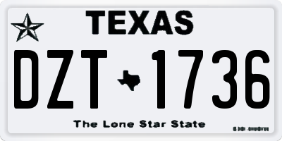 TX license plate DZT1736