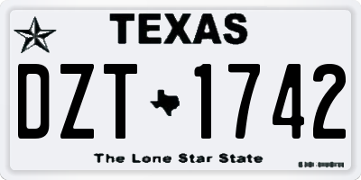 TX license plate DZT1742