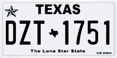 TX license plate DZT1751