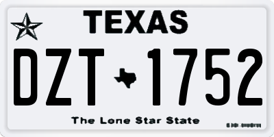 TX license plate DZT1752