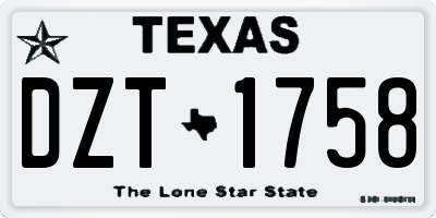 TX license plate DZT1758