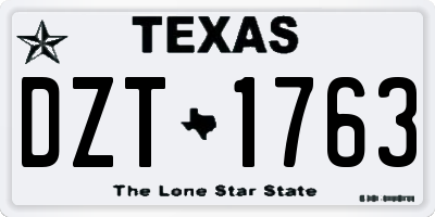 TX license plate DZT1763