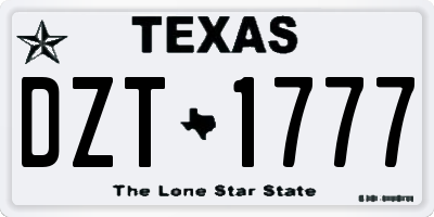TX license plate DZT1777