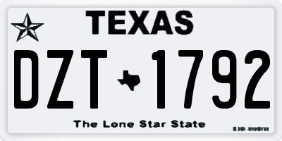 TX license plate DZT1792