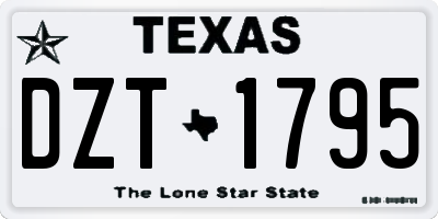 TX license plate DZT1795
