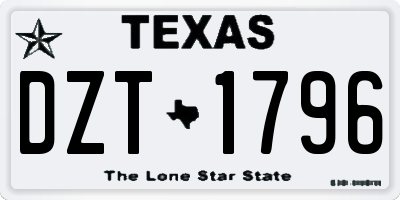 TX license plate DZT1796