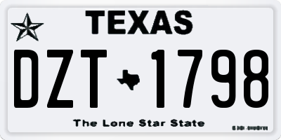 TX license plate DZT1798