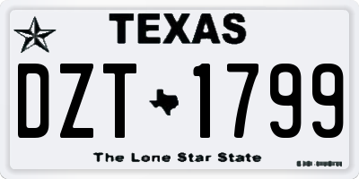 TX license plate DZT1799