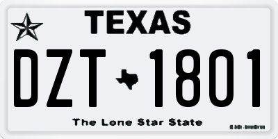 TX license plate DZT1801