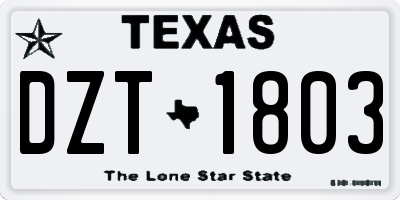 TX license plate DZT1803