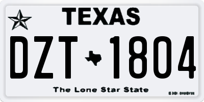 TX license plate DZT1804
