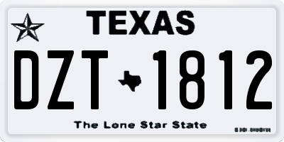 TX license plate DZT1812