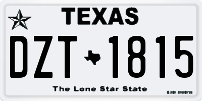 TX license plate DZT1815