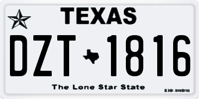 TX license plate DZT1816