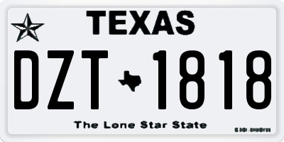 TX license plate DZT1818