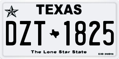TX license plate DZT1825