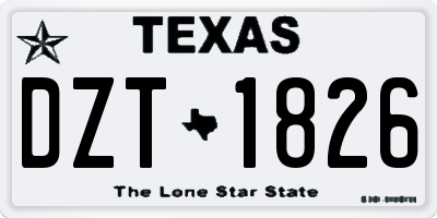 TX license plate DZT1826