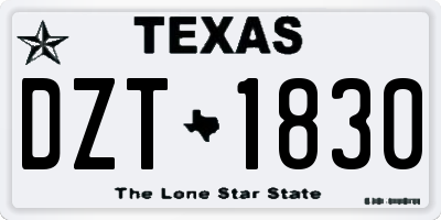 TX license plate DZT1830