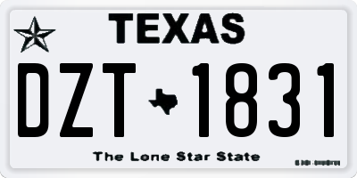 TX license plate DZT1831