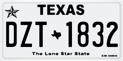 TX license plate DZT1832