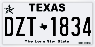 TX license plate DZT1834